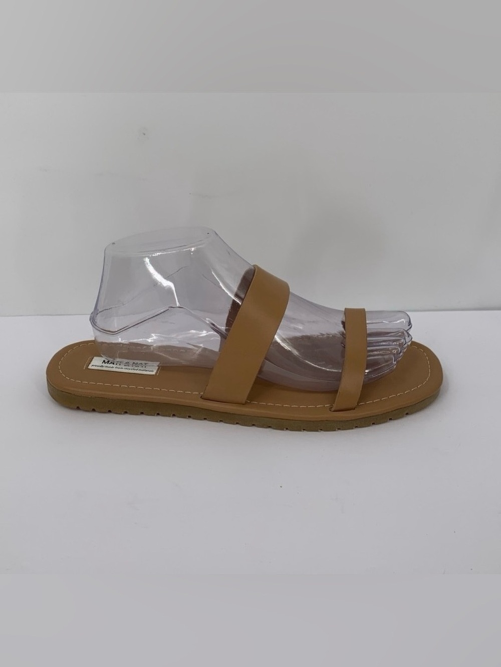 Matt & Nat Pippa slide flat sandals shoe soy tan brown mule vegan strappy new 10